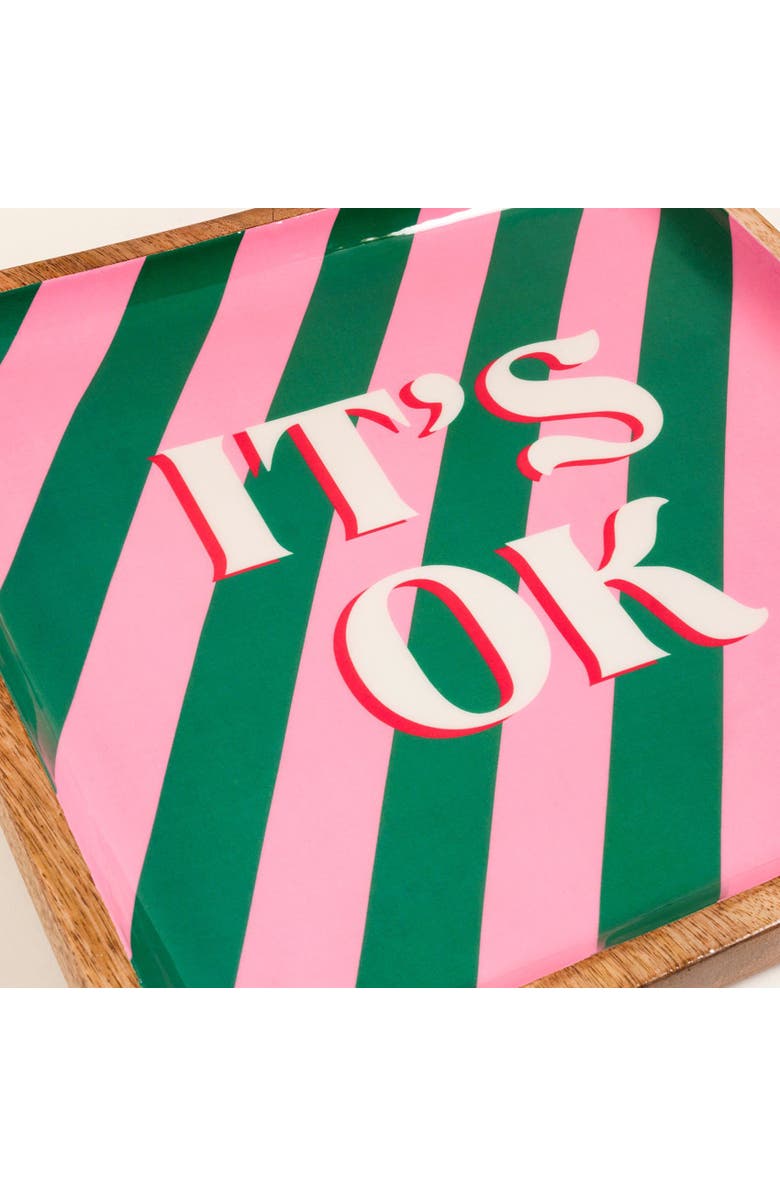 Zsa Zsa Zsu Lakri Mango Wood Tray 12X12 In, Alternate, color, Green