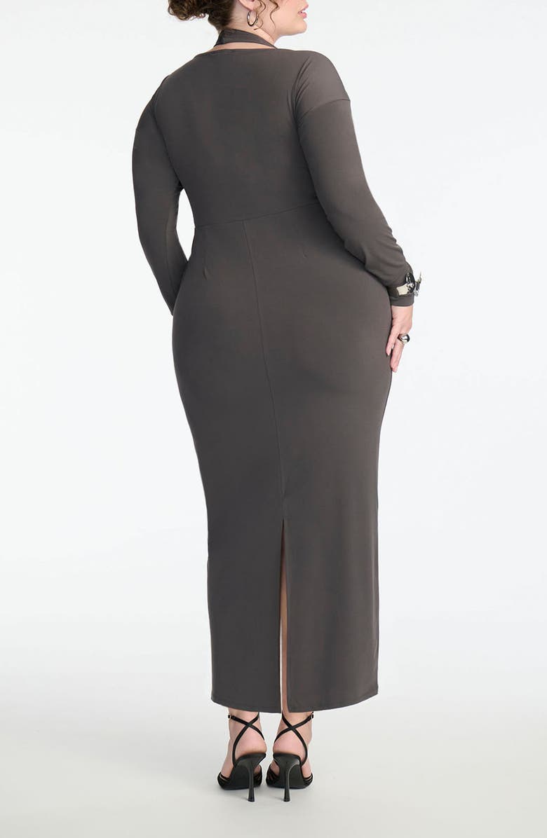 ELOQUII Halter Long Sleeve Maxi Dress, Alternate, color, 
