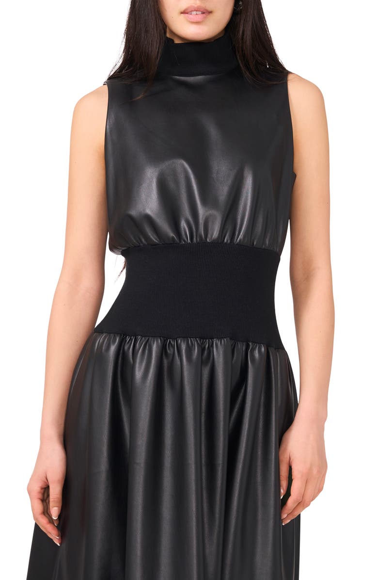 1.STATE Mixed Media Faux Leather Midi Dress, Alternate, color,