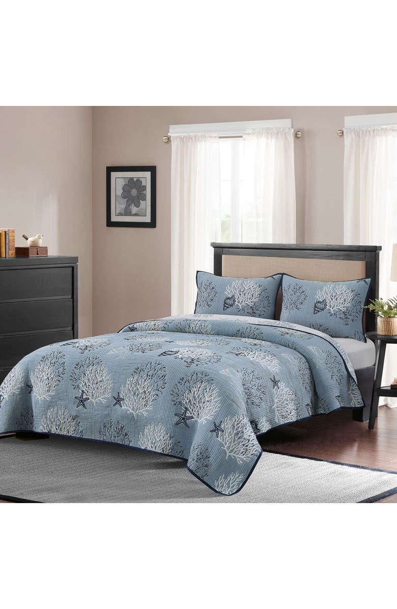 C&F Home Seaside Denim Bedding Quilt Collection - Machine Washable, Main, color, Blue