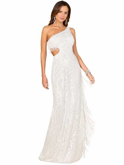 V-Neck Beaded Bridal Gown