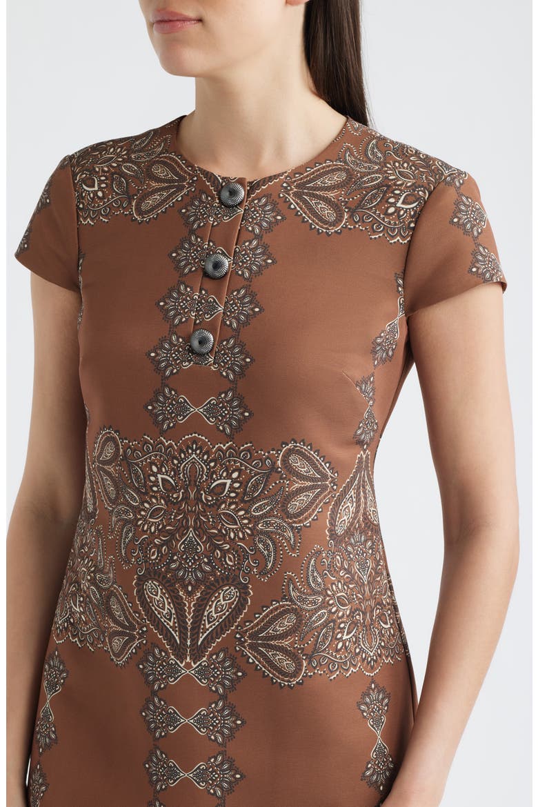 Paisley Print Shift Dress, Alternate, color, BROWN MULTI