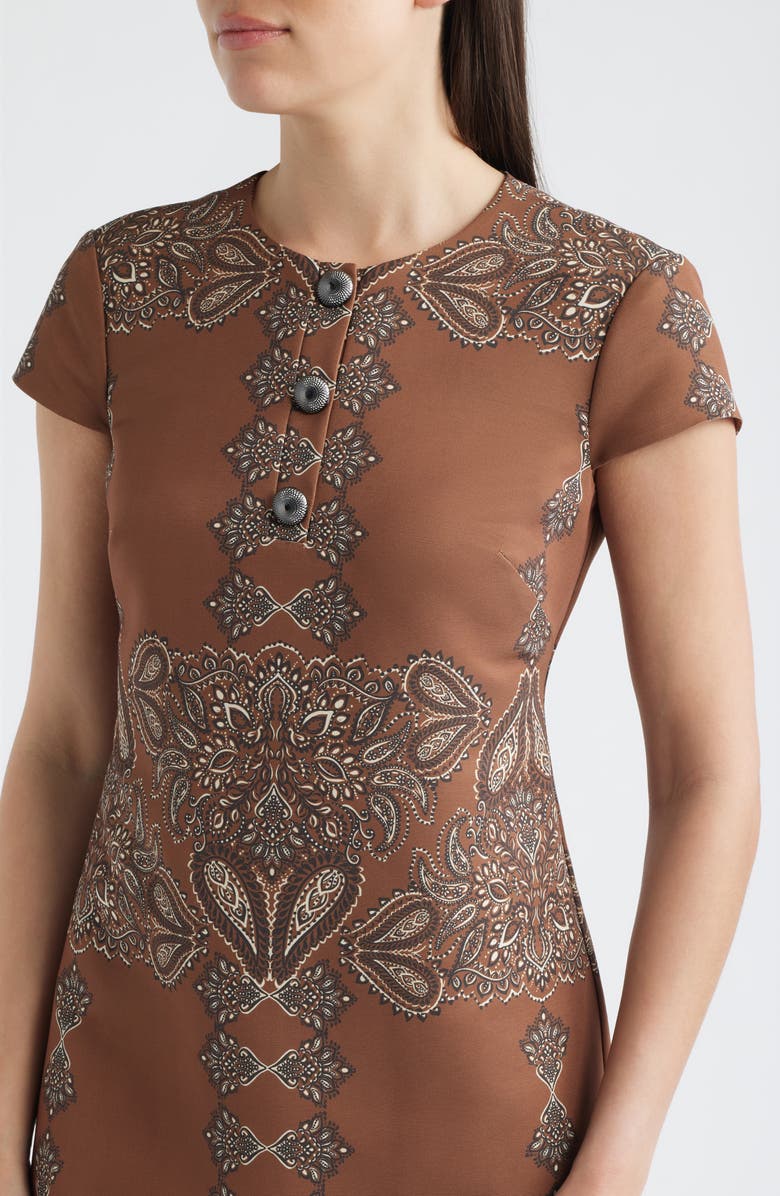 Vince Camuto Paisley Print Shift Dress, Alternate, color, Brown Multi