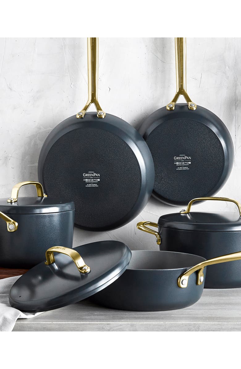 GreenPan GP5 Infinite8 11-Piece Anodized Aluminum Ceramic Nonstick Cookware Set with Champagne Handles, Alternate, color, Slate