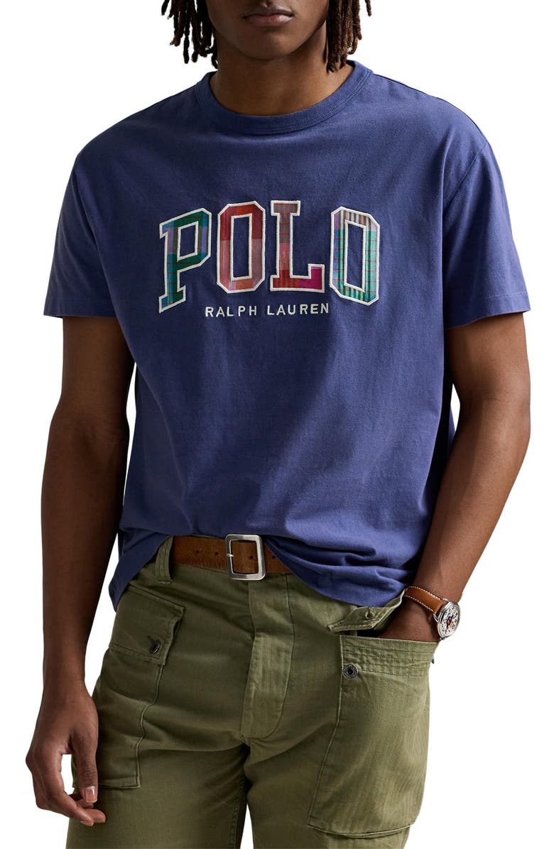 Polo Ralph Lauren Plaid Logo Appliqué Embroidered T-Shirt, Main, color, 