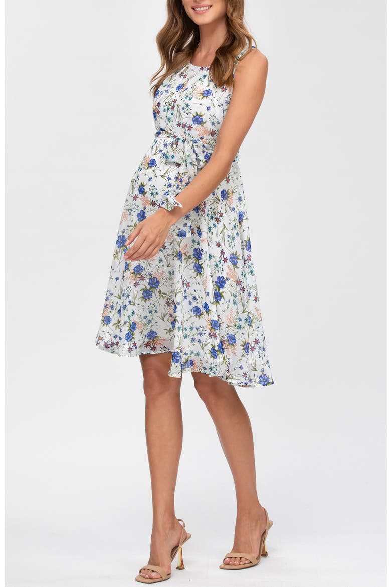 Tie Waist Chiffon A-Line Maternity Dress, Alternate, color, WHITE