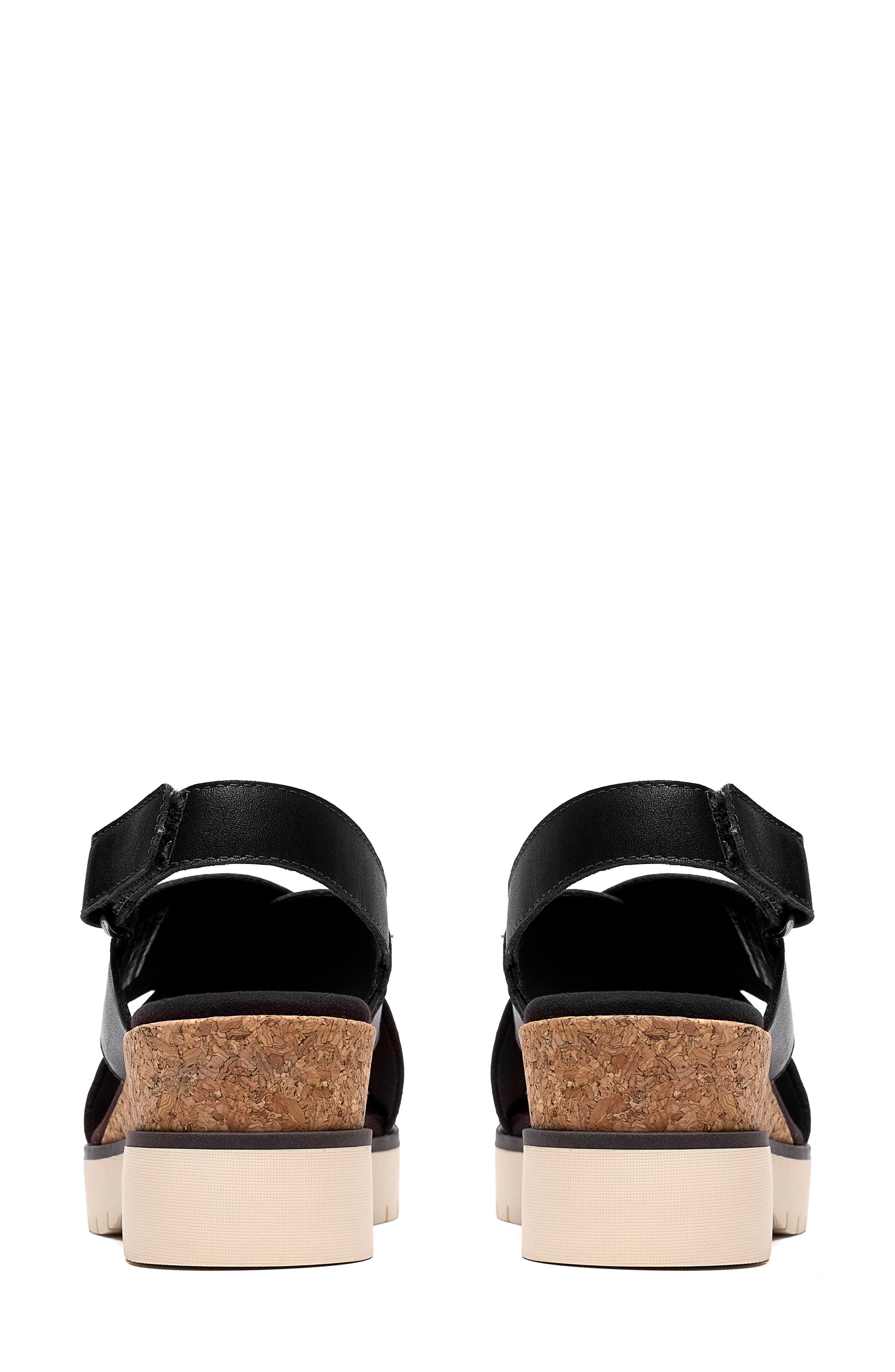Clarks<sup>®</sup> Diaz Cross Strap Wedge Sandal, Alternate, color, Black Leather
