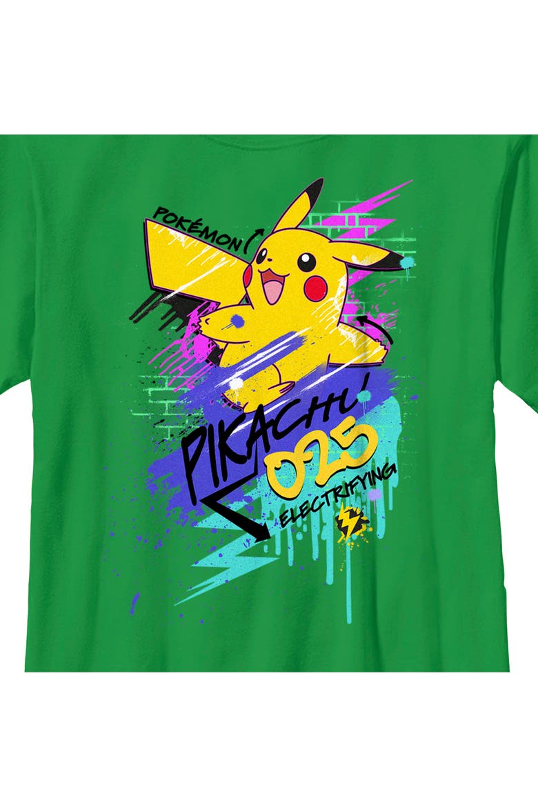 Boy's Pokemon Pikachu 025 Electrifying  Graphic T-Shirt, Alternate, color, Kelly Green
