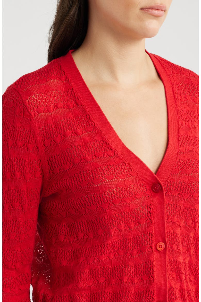 Sweet Day Pointelle Cardigan, Alternate, color, KNIT MELANGE BOAT RED