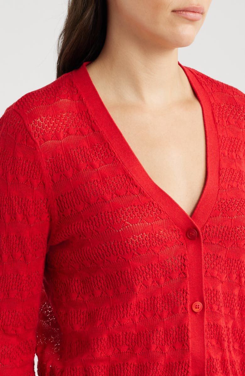 Seasalt Cornwall Sweet Day Pointelle Cardigan, Alternate, color, Knit Melange Boat Red
