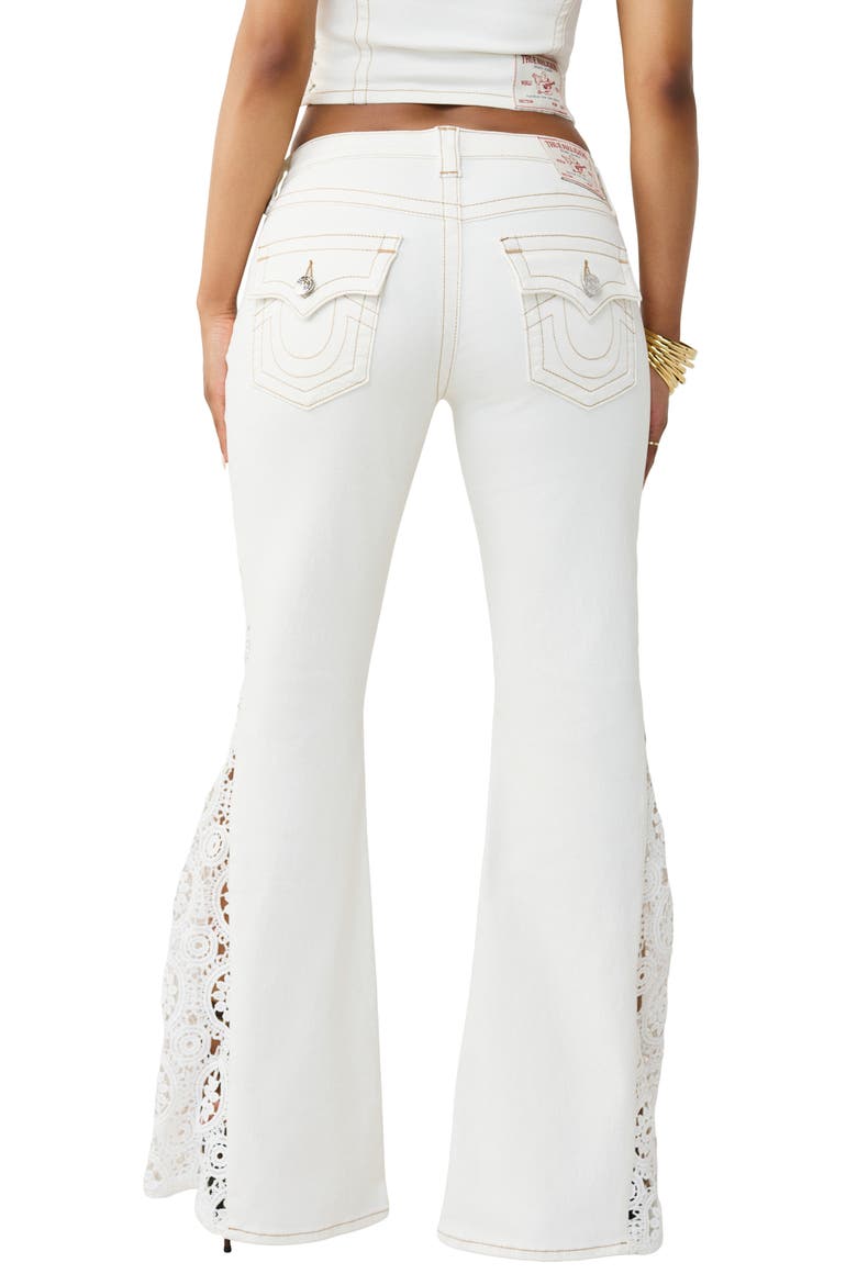 Crochet Inset Flare Jeans, Alternate, color, WINTER WHITE