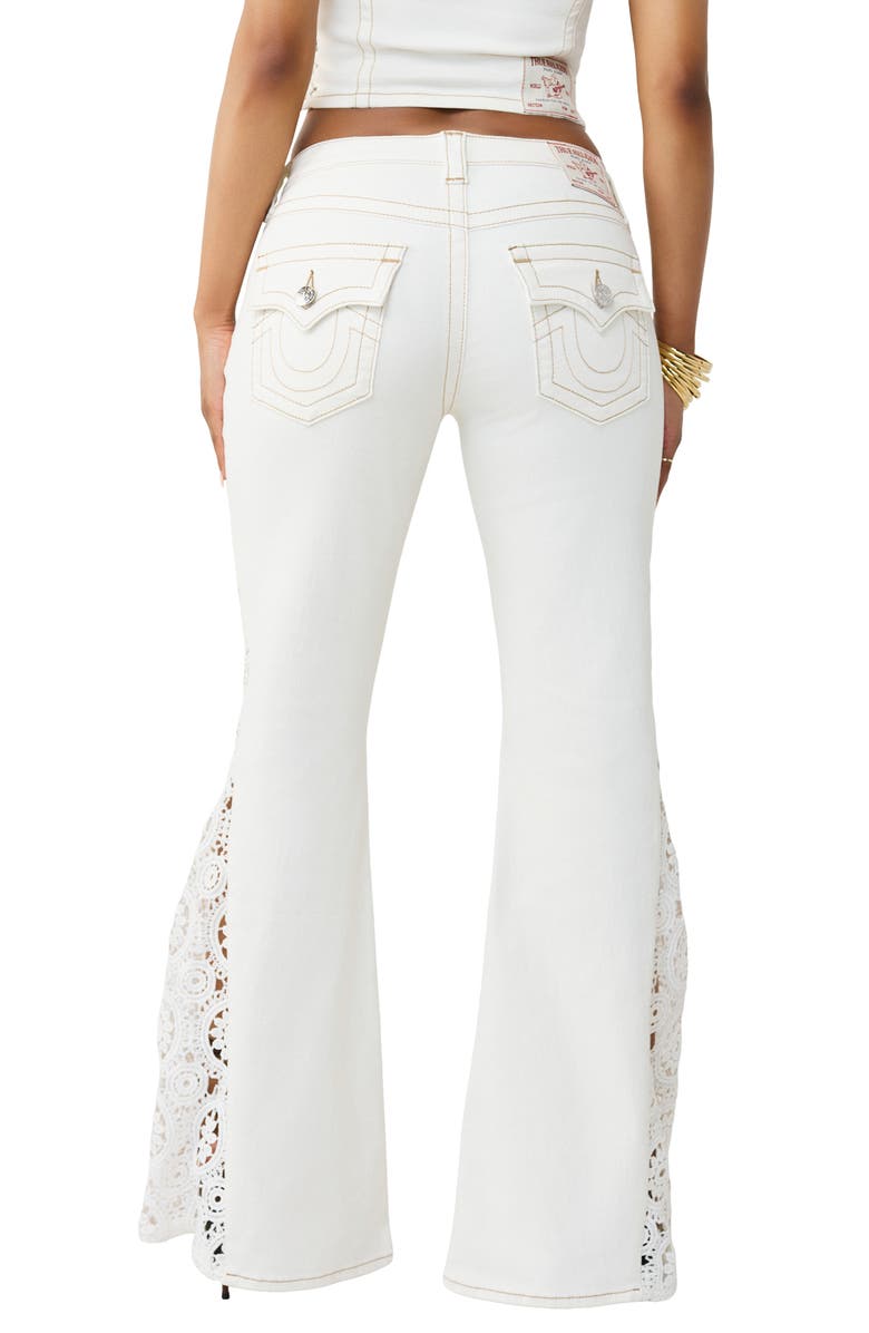 True Religion Crochet Inset Flare Jeans, Alternate, color, Winter White