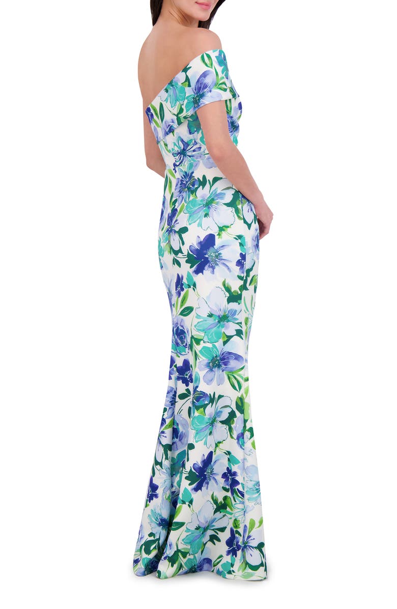 Eliza J Floral One Shoulder Trumpet Gown, Alternate, color, 