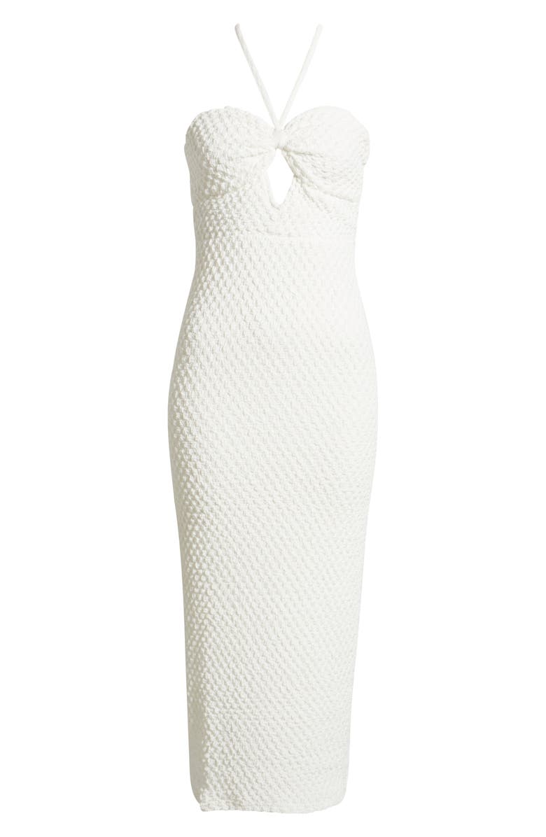 Rare London Textured Cutout Midi Dress, Alternate, color, White