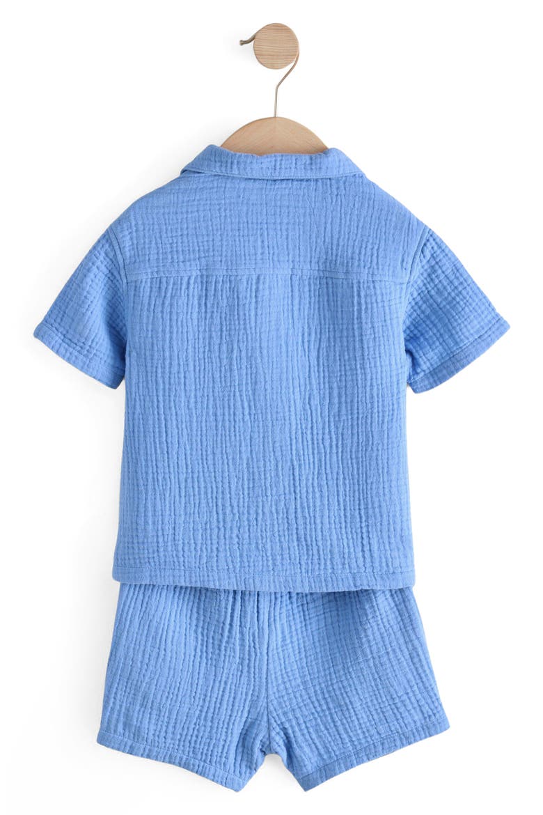 Kids' Doubleface Cotton Button-Up Shirt & Shorts Set, Alternate, color, BLUE
