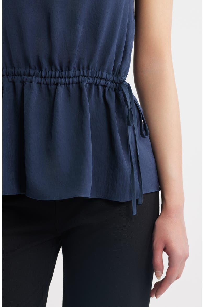 Side Tie Drawstring Waist Peplum Top, Alternate, color, NOCTURNE NAVY