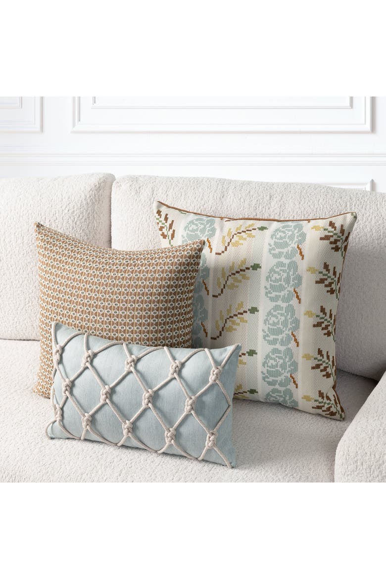 Latticework Hand-Knotted Indoor & Outdoor Woven Accent Pillow & Insert, Alternate, color, Opal