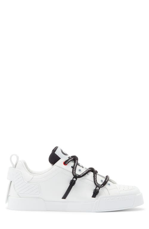 Dolce & Gabbana Portofino Sneaker In Calfskin And White Paint