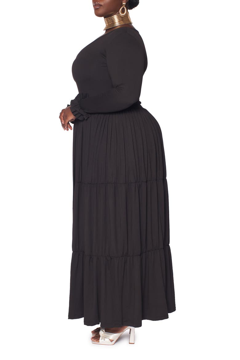 Blissful Long Sleeve Maxi Dress, Alternate, color, BLACK