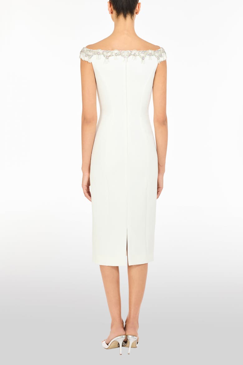 Valorie Beaded Off-Shoulder Midi Dress, Alternate, color, Vanilla