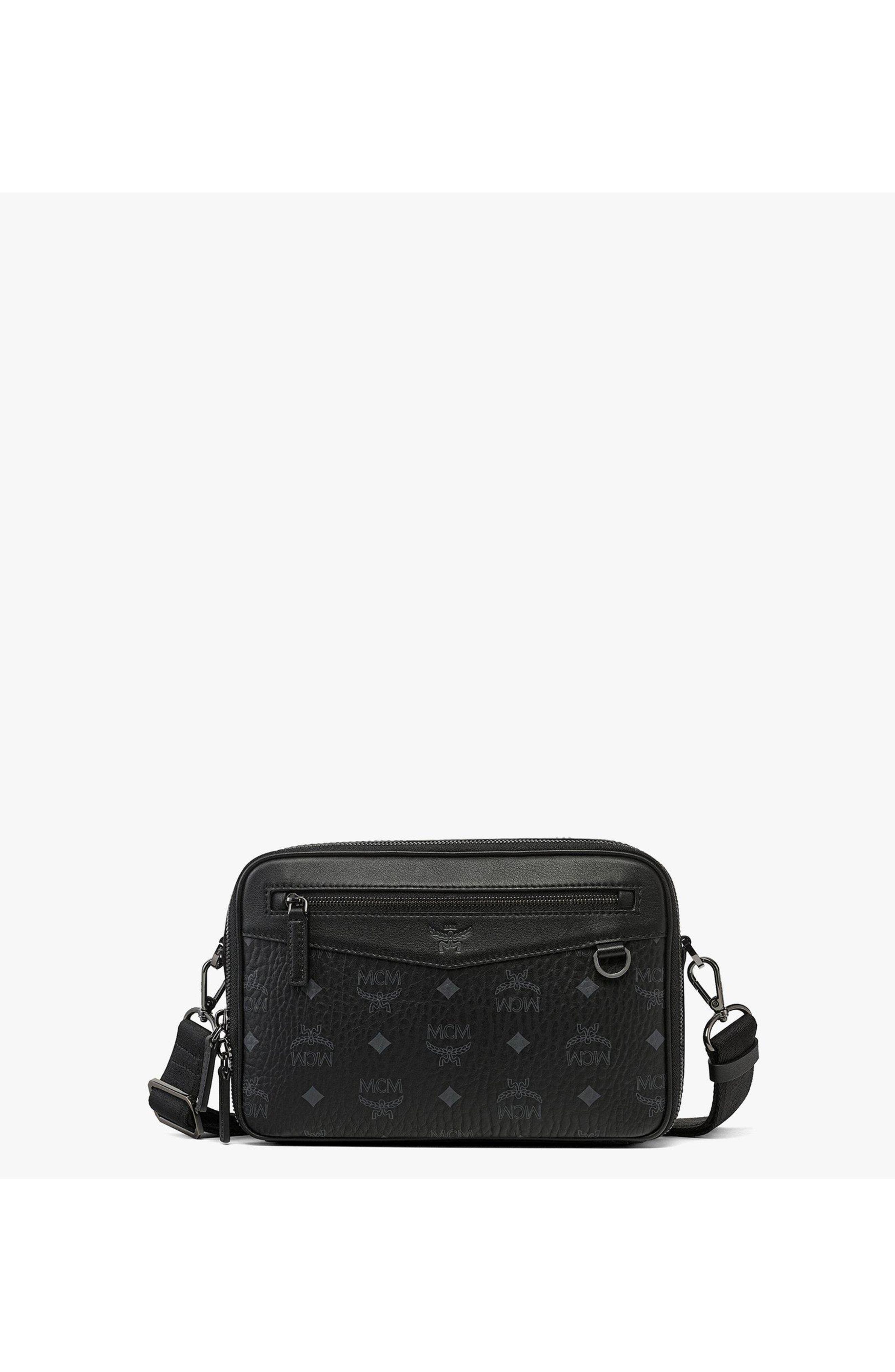 MCM Diamond Camera Bag in Visetos, Main, color, Black