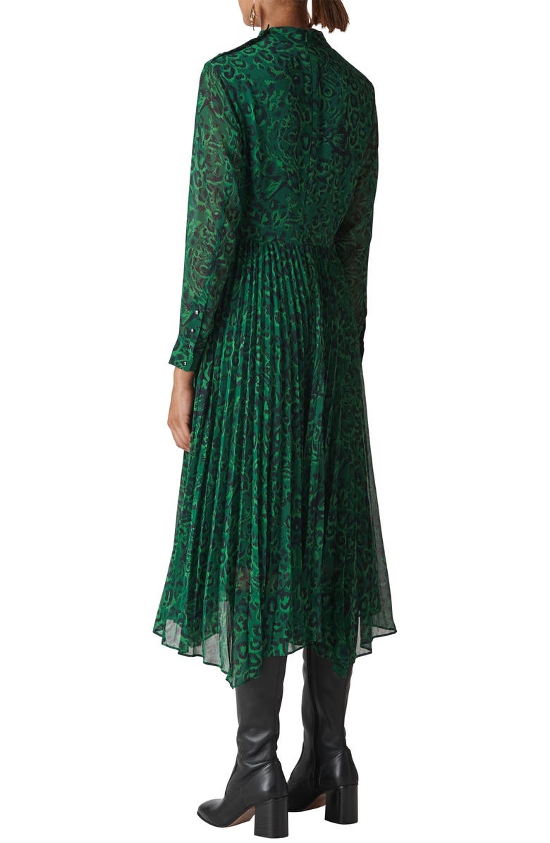 Whistles Jungle Cat Pleated Dress, Alternate, color, 