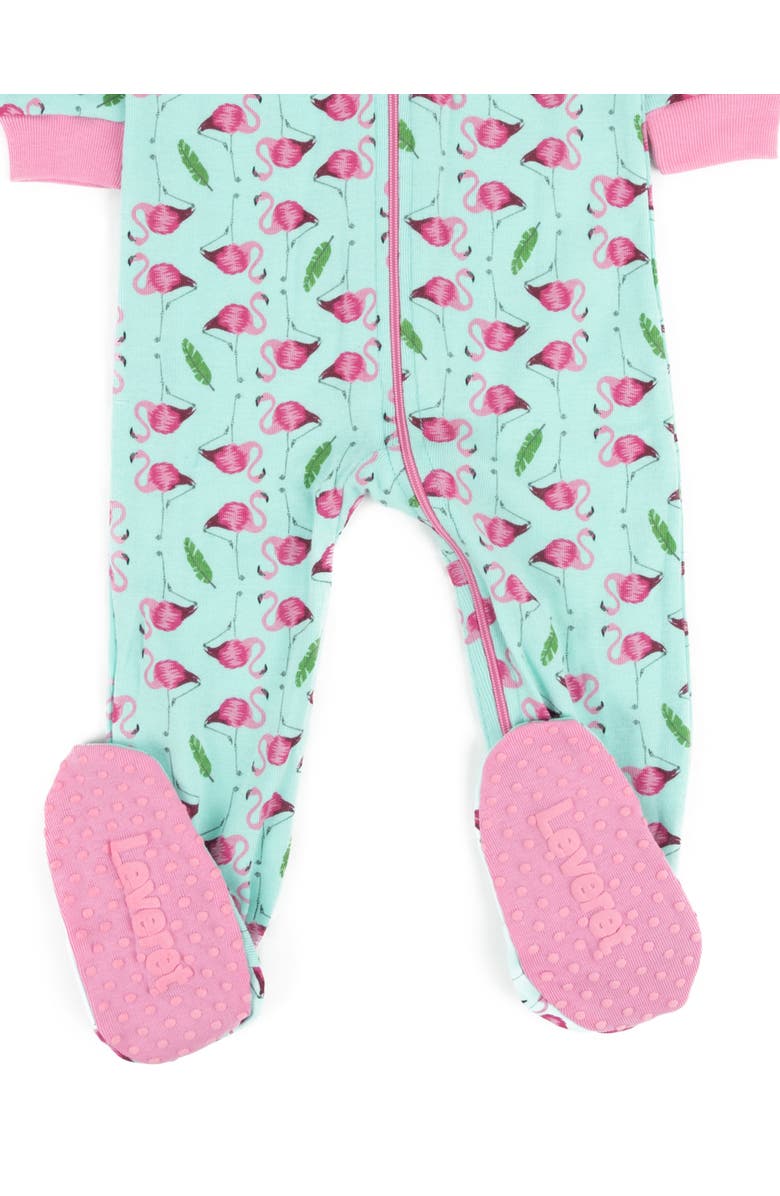 Leveret Footed Printed Cotton Matching Family Pajamas, Animal Kingdom Prints, Alternate, color, Flamingo
