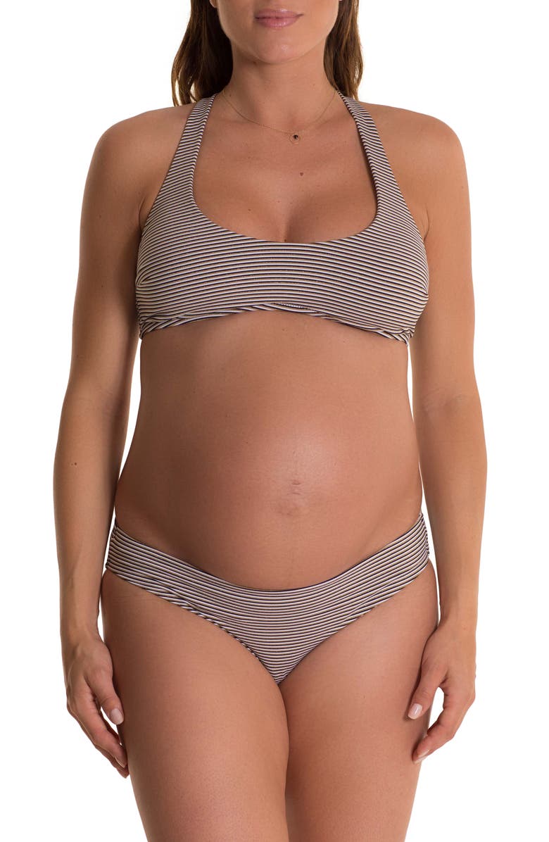 Pez D'Or Olivia Stripe Maternity Bikini Top, Alternate, color,