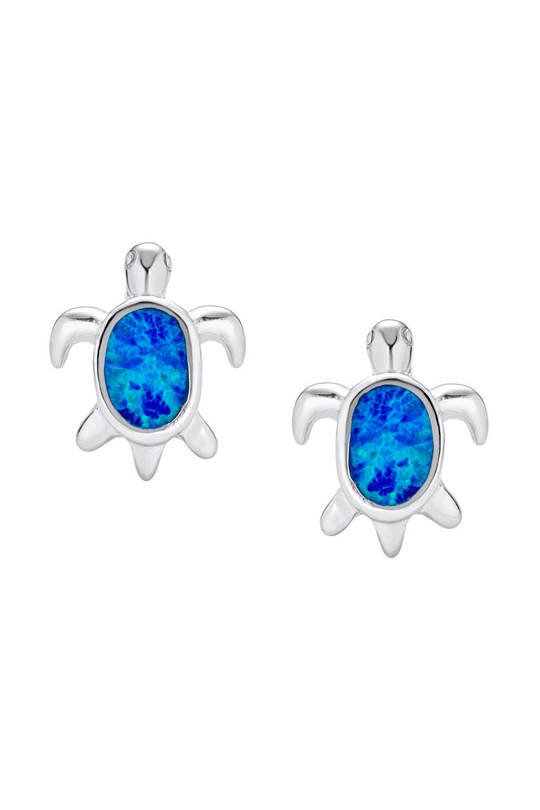 Nautical Blue Opal Sea Turtle Stud Earrings, Alternate, color, DARK BLUE