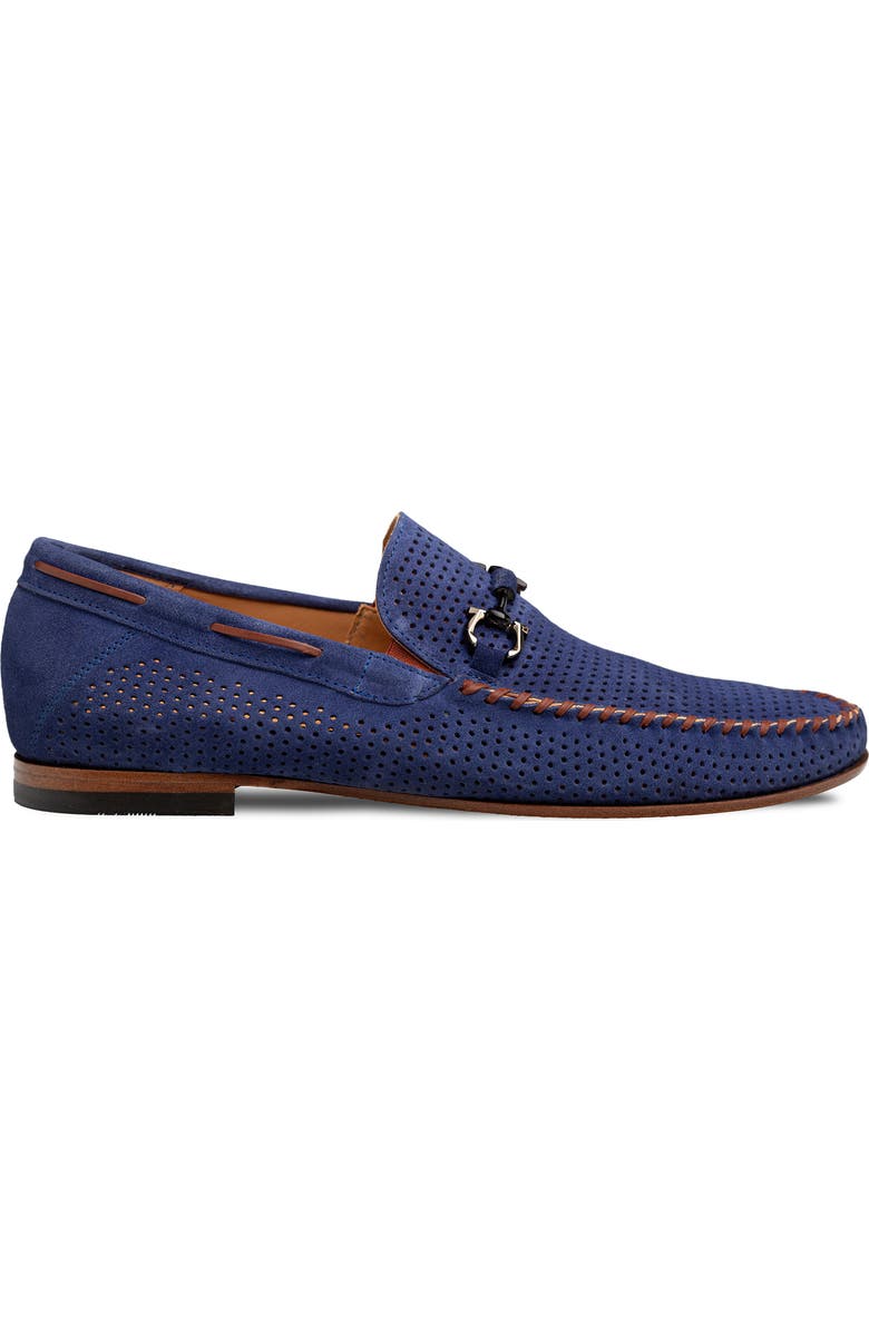 Mezlan Tarraco Perforated Suede Bit Loafer, Alternate, color, Blue