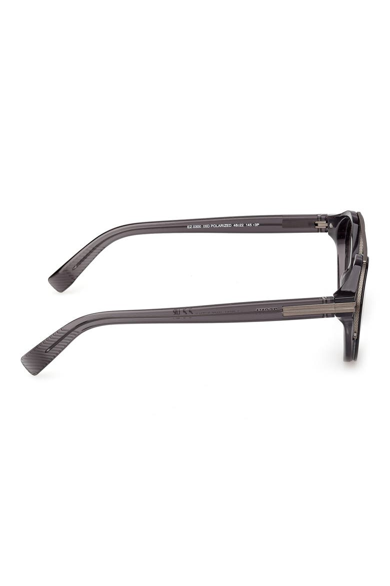 48mm Small Geometric Sunglasses, Alternate, color, TRANSPARENT GREY / RUTHENIUM