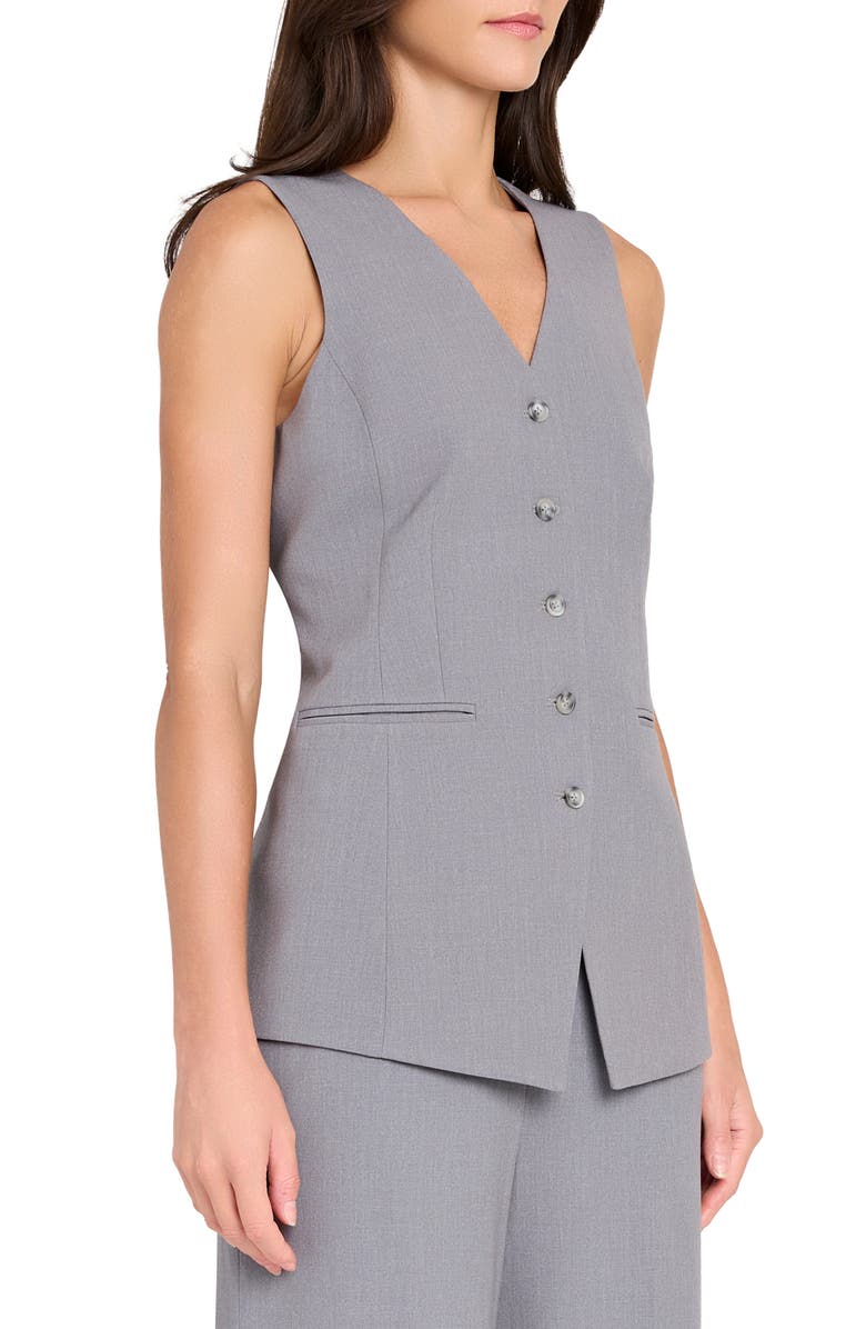 Tahari ASL Button-Up Vest, Alternate, color, Heather Grey