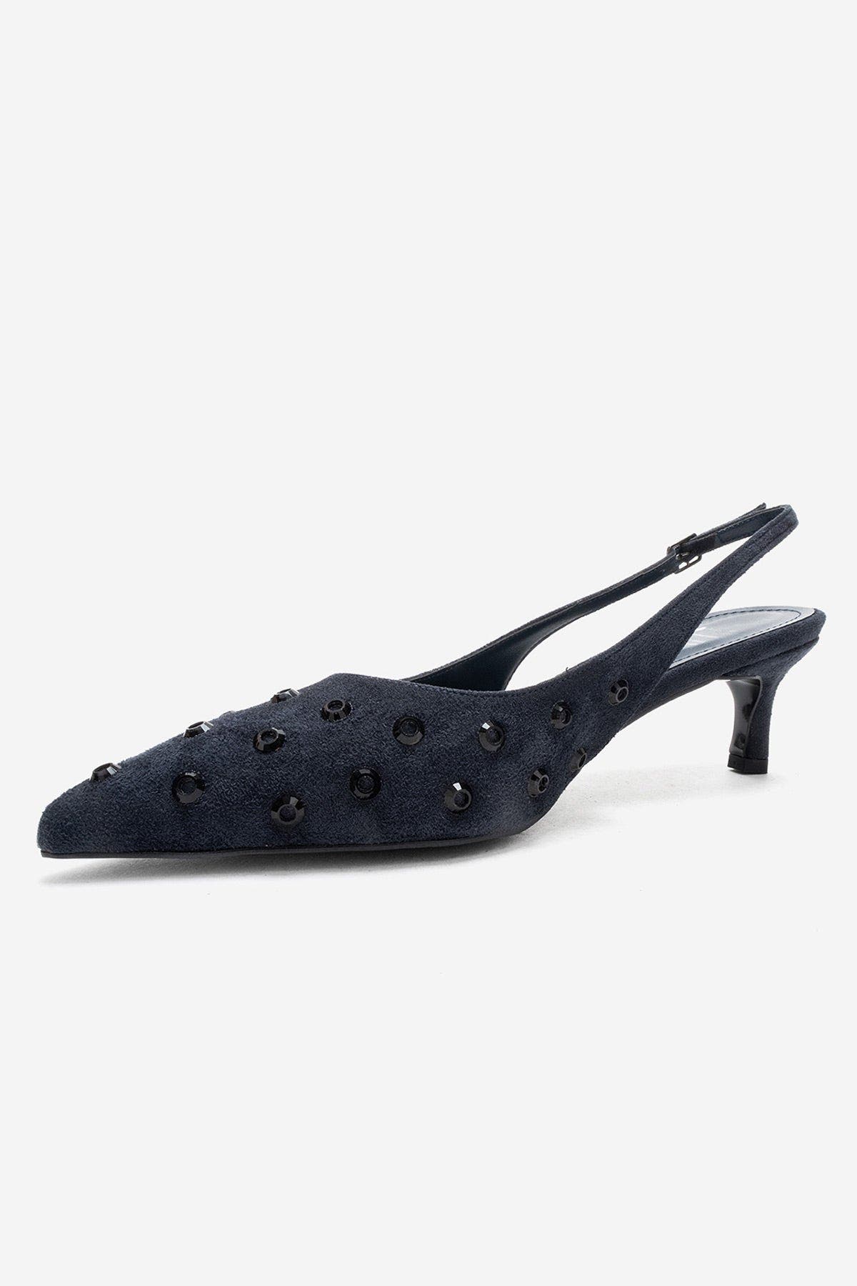 Prologue Shoes Lorex Embellished Stiletto Slingback Pump, Alternate, color, Navy Suede
