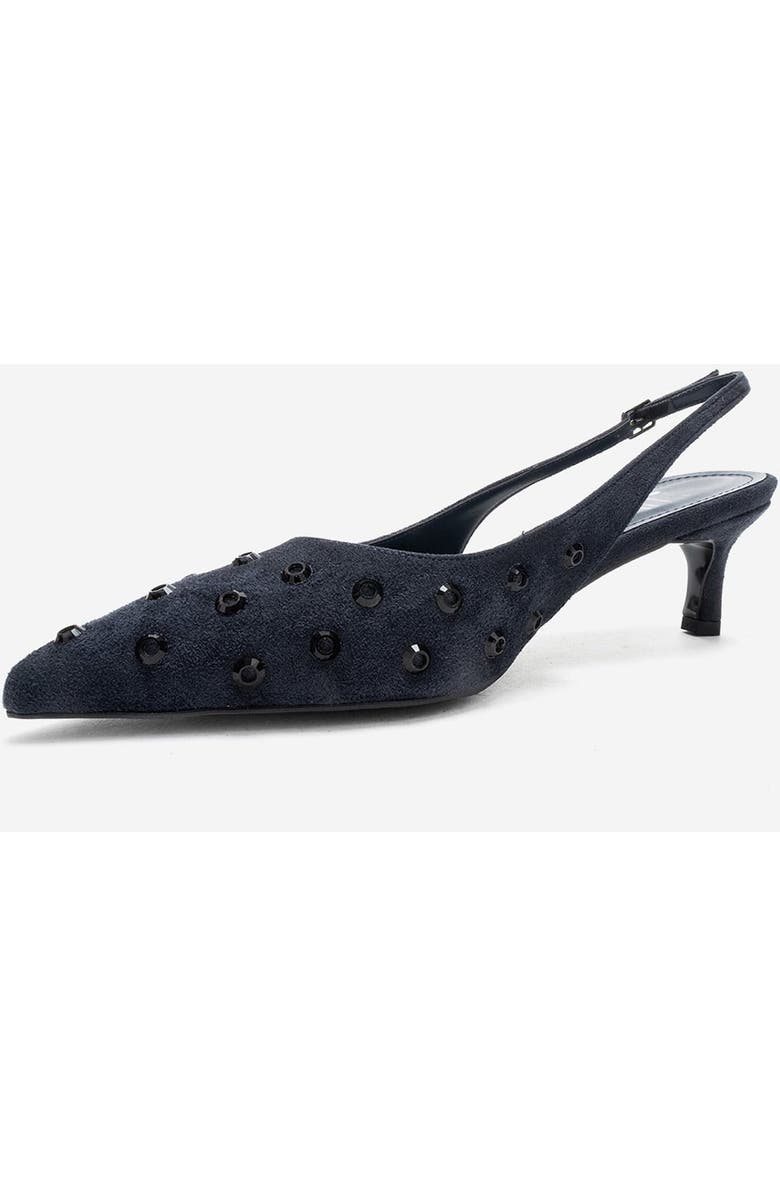 Prologue Shoes Lorex Embellished Stiletto Slingback Pump, Alternate, color, Navy Suede
