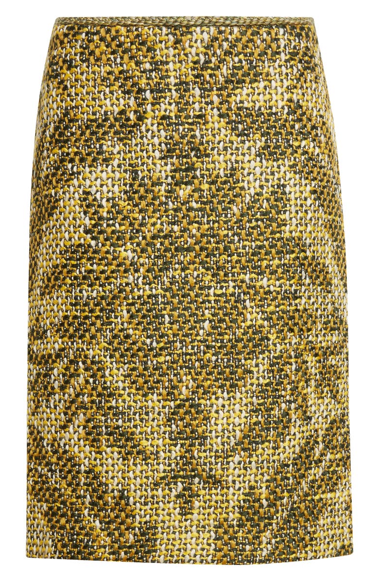 Etro Jacquard Floral Basket Weave Wool Skirt, Alternate, color, Multicolor Green Base