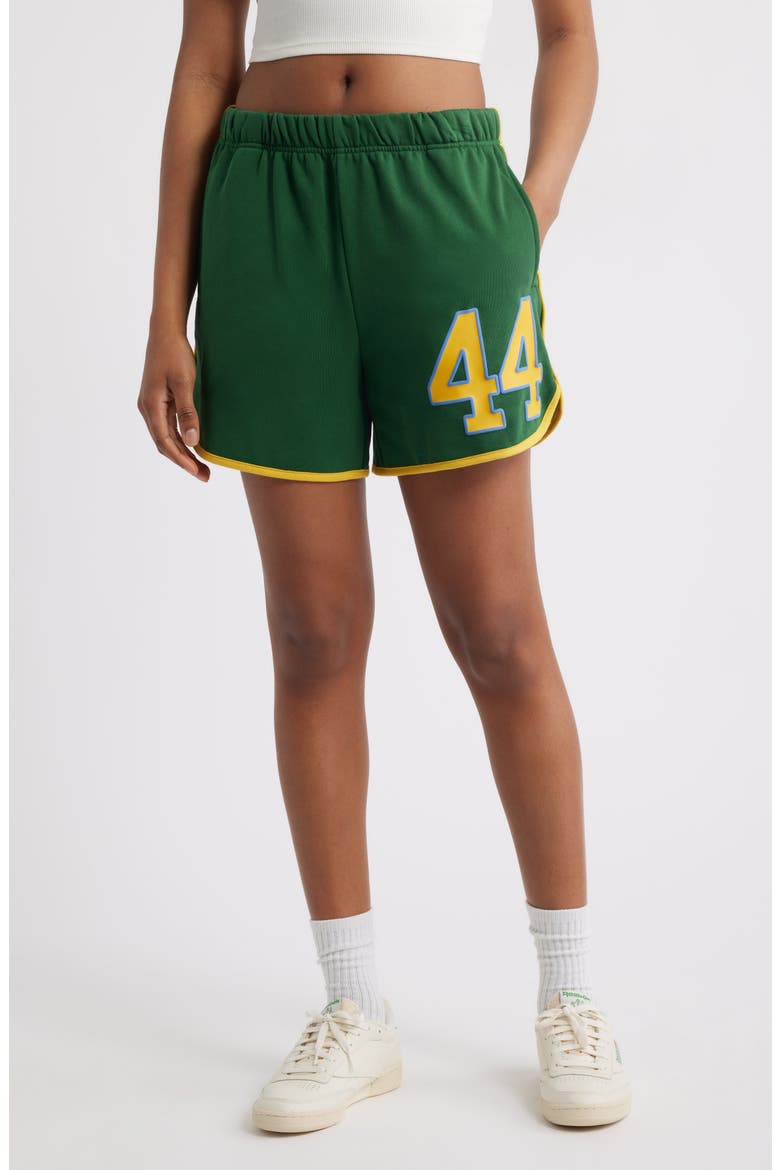 444 Graphic Sweat Shorts, Main, color, GREEN
