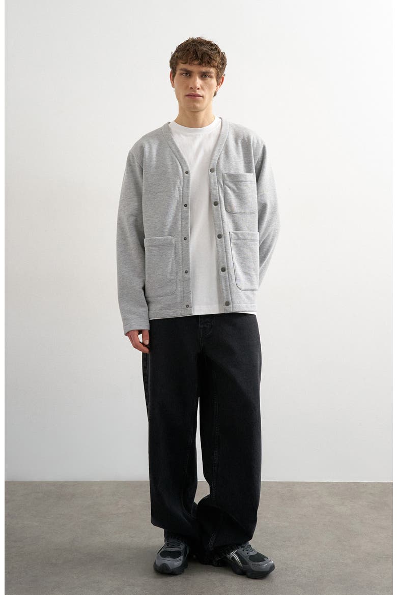Oversized Jersey Cardigan, Alternate, color, GREY