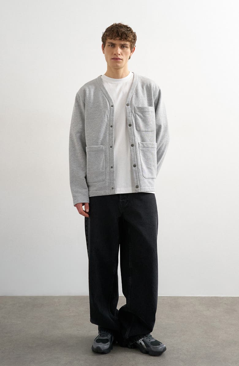 Topman Oversized Jersey Cardigan, Alternate, color, Grey