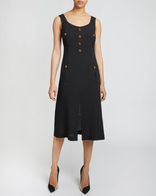 Santorelli Fanny Button-embellished Crepe Dress In Black