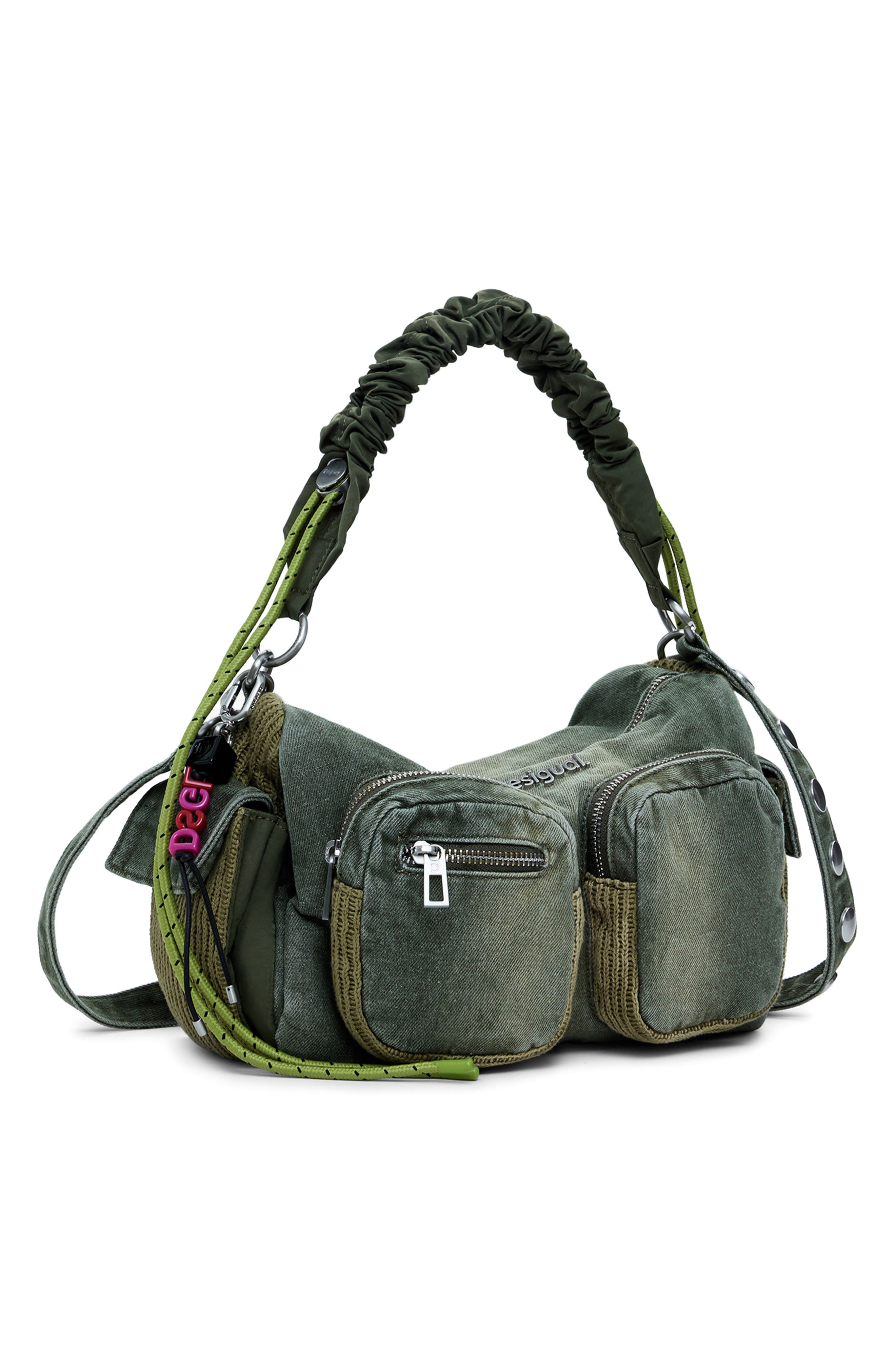 Desigual Denim Shoulder Bag, Alternate, color, Light Green