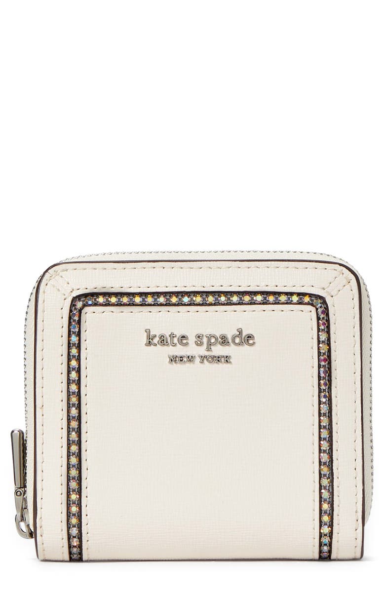 Kate Spade New York morgan crystal inlay saffiano leather bifold wallet, Main, color,