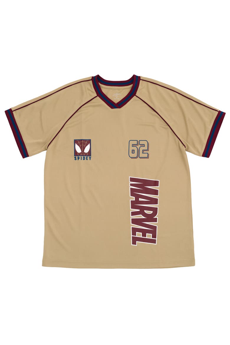 Spider-Man Athletic Jersey Shirt  V-neck T-Shirt, Main, color, Khaki Spider Man