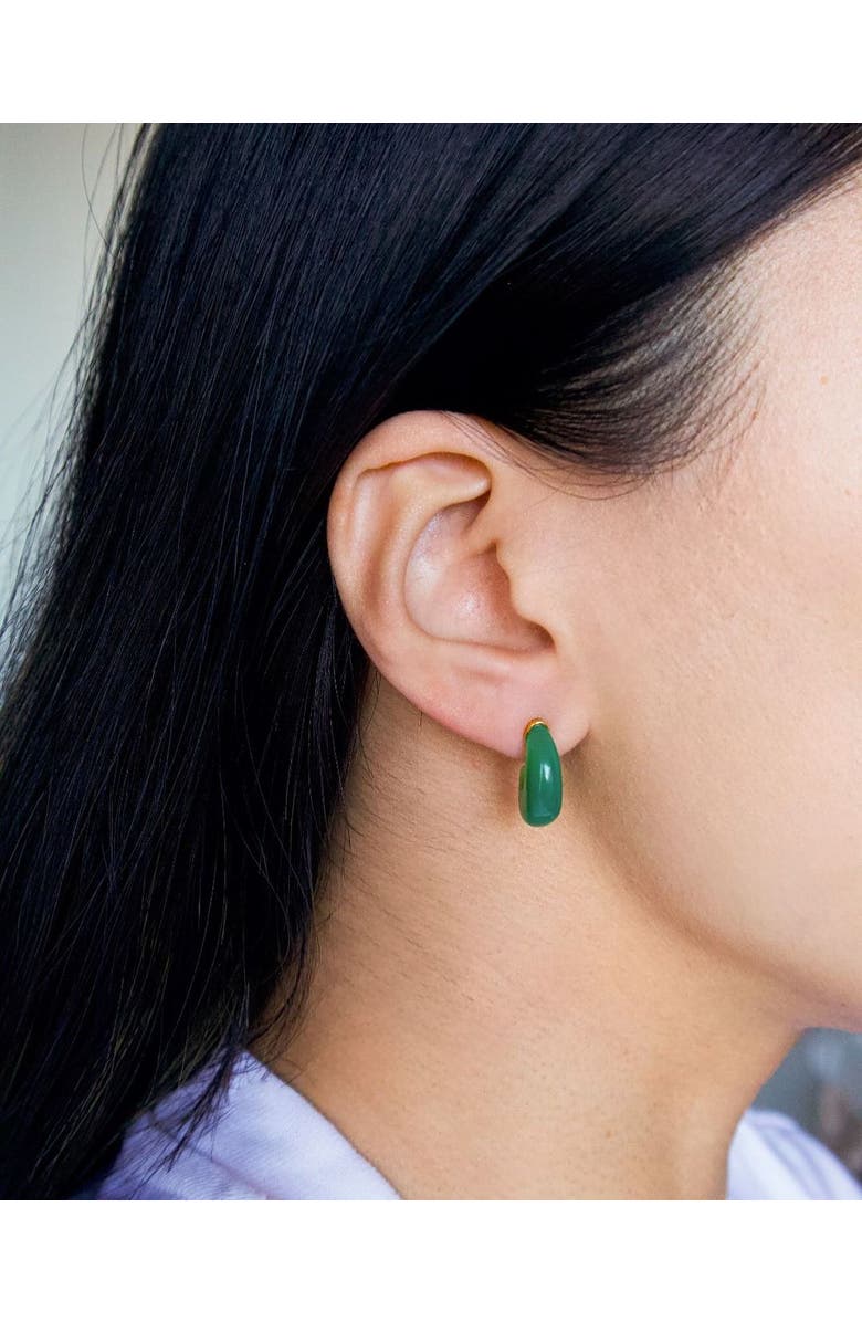 seree Half moon Green chalcedony earrings, Alternate, color, Bright Green