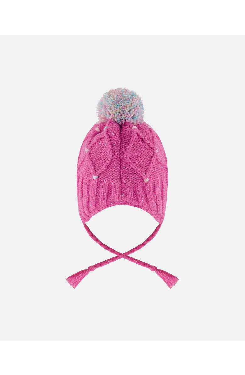 Deux par Deux Lined Peruvian Knit Hat with Pompom, Alternate, color, Pink And Multi-Colored