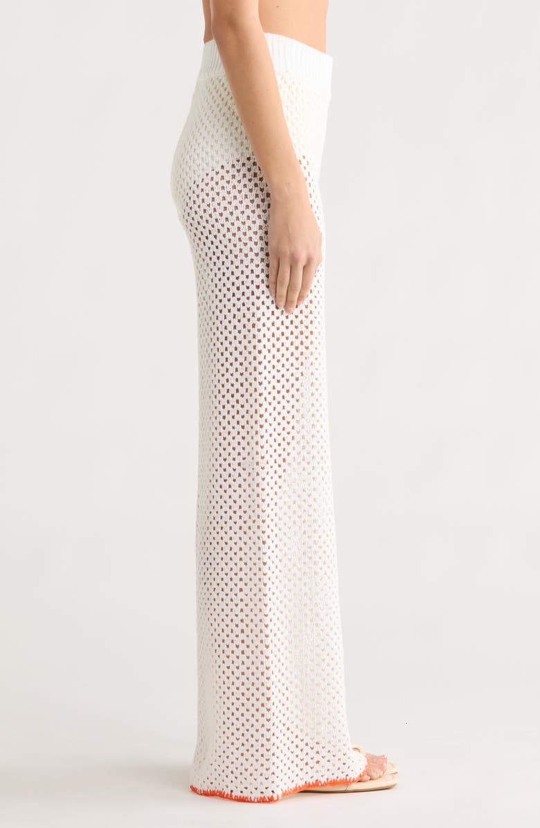 Elan Metallic Open Stitch Cover-Up Pants, Alternate, color, White