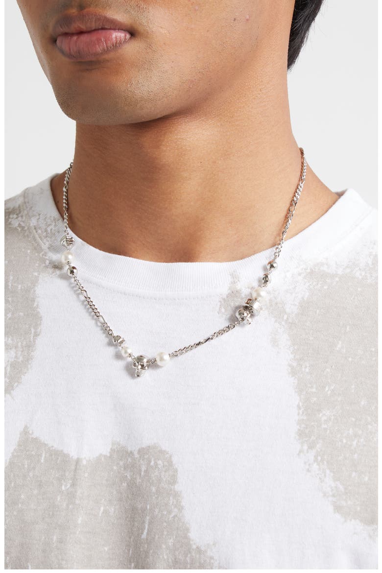 Crystal Skull & Faux Pearl Necklace, Alternate, color, 926/ PEARL/ CRY