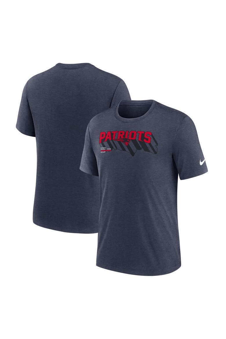 Men's Nike Heather Navy New England Patriots Long Pass Tri-Blend T-Shirt, Main, color, Heather Navy