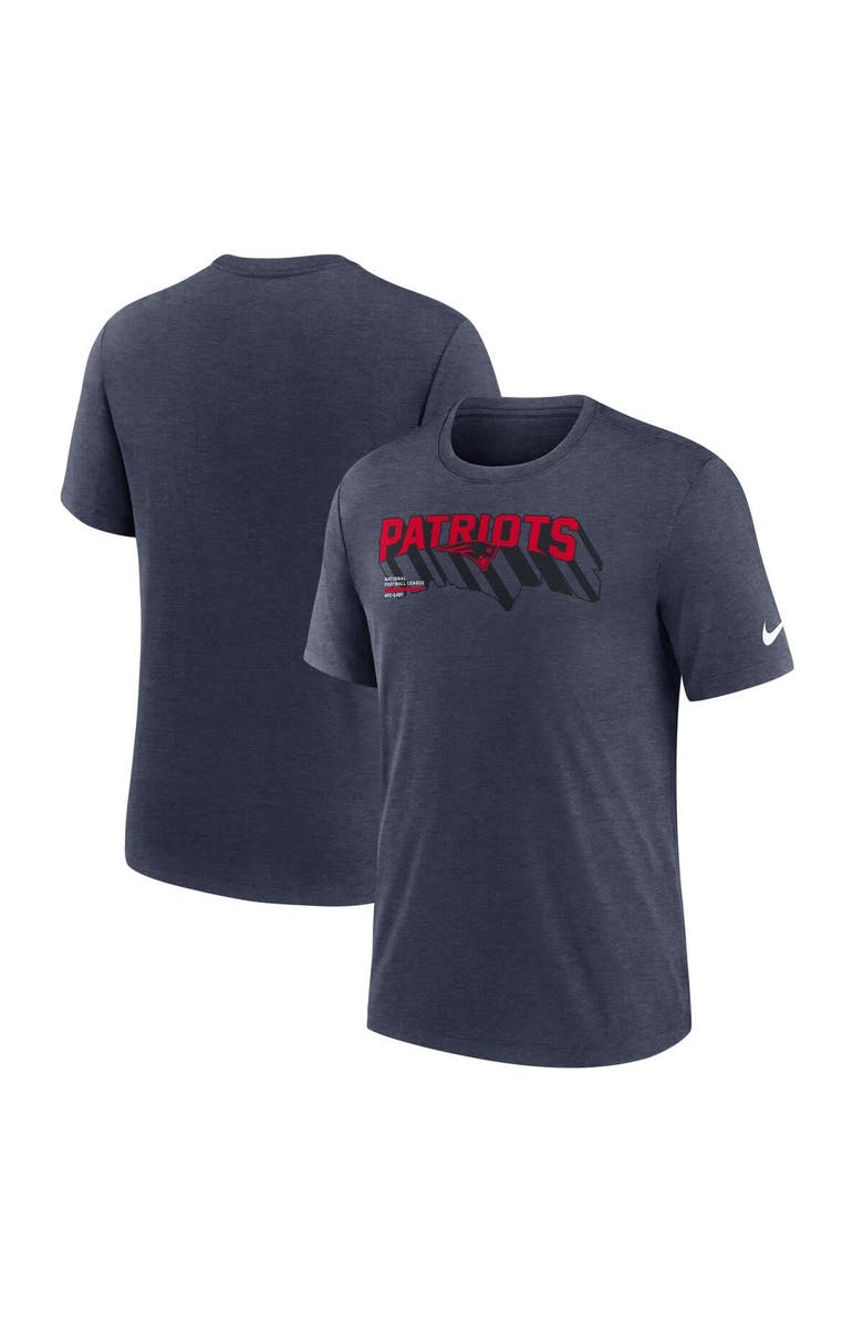 Nike Men's Nike Heather Navy New England Patriots Long Pass Tri-Blend T-Shirt, Main, color, Heather Navy