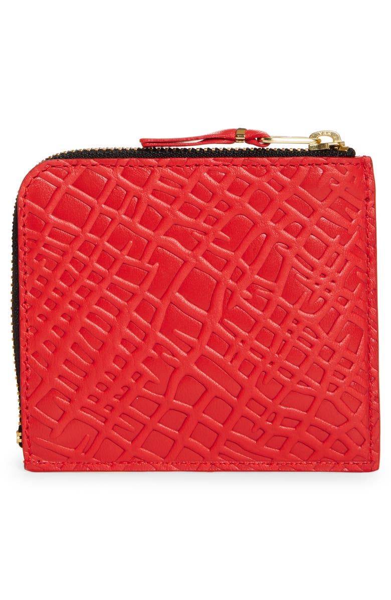 Comme des Garçons Wallets Roots Embossed Leather Half Zip Wallet, Alternate, color, 