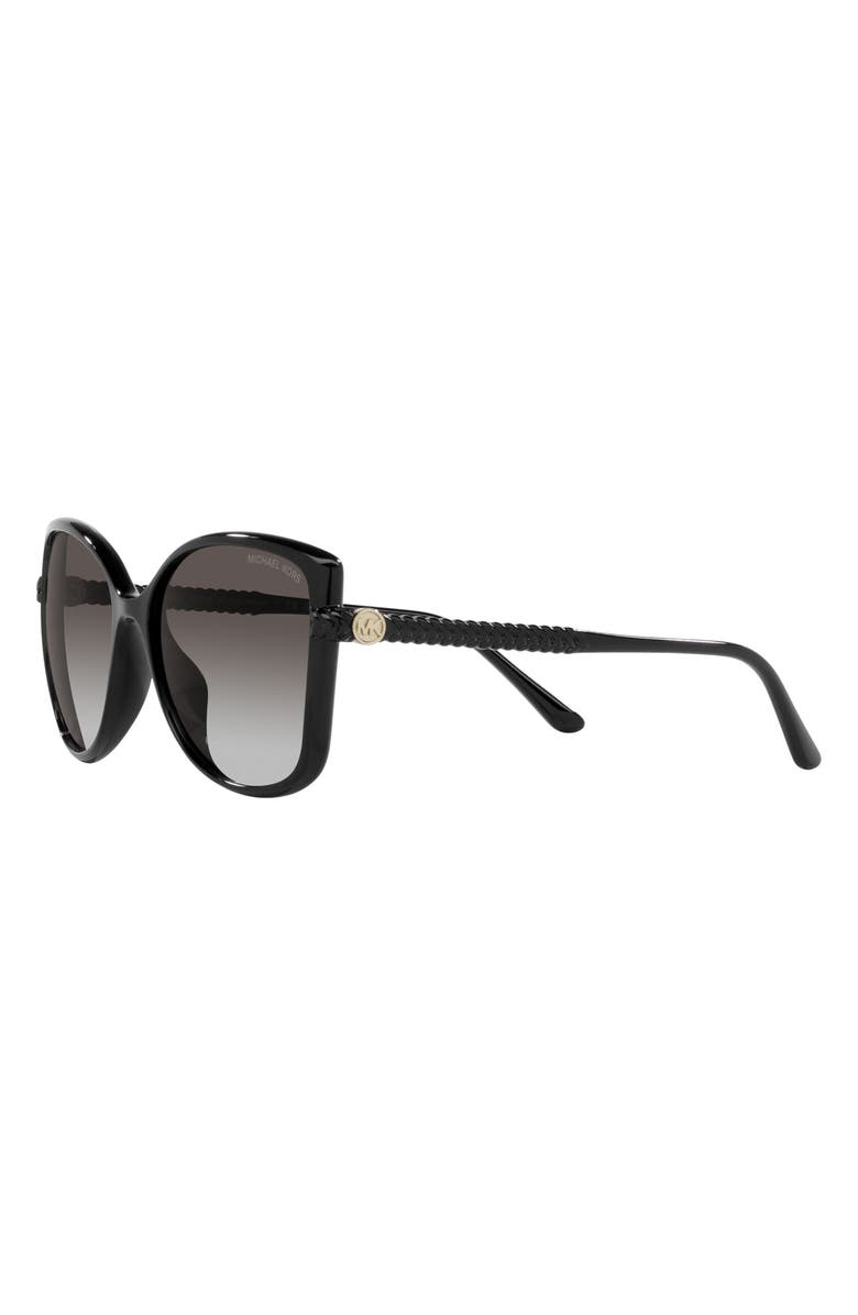 Michael Kors Malta 57mm Gradient Butterfly Sunglasses, Alternate, color, Black